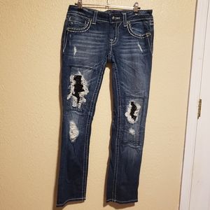 Miss Me Jeans Rhinestone‎ Crop Capri Distressed Size 27